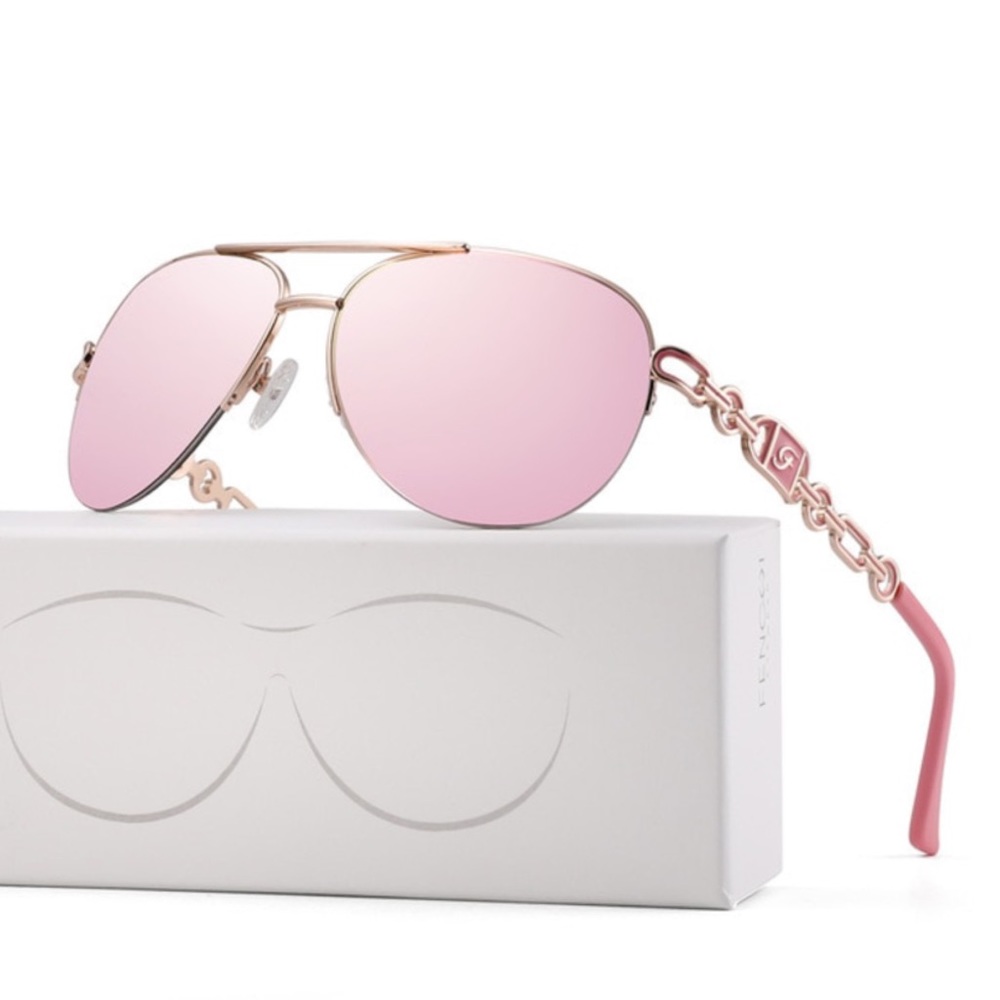 Fenchi Classic Pink Mirrored Aviator Sunglasses